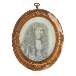 Attributed to David Loggan, English 1634-1692- Portrait miniature of a gentleman traditionally