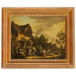 Manner of David Teniers the Younger, early-mid 19th century- A crowd of merry-makers outside a