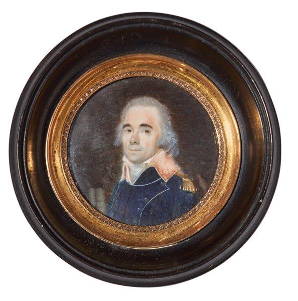 Circle of Jean André Rouquet, Swiss 1701-1758- Portrait miniature of a naval officer, quarter length