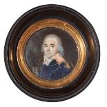 Circle of Jean André Rouquet, Swiss 1701-1758- Portrait miniature of a naval officer, quarter length