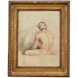French School, early/mid 19th century- Male nude studies; red and black chalk on paper, two, 31x23cm
