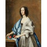 Follower of Sir Anthony van Dyck, Flemish 1599-1641- Portrait of a lady, standing three quarter
