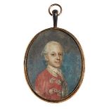 Circle of Gervase Jarvis Spencer, British c.1715-1763- Portrait miniature of a young gentleman,