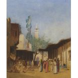 Theodore Frere, French 1814-1888- Street scene in North Africa; watercolour with touches of