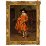 Alex de Andreis, British 1871-1939- Portrait of a cavalier standing full-length in an interior;