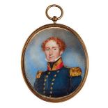 Circle of George Place, British c.1755-1805/9- Portrait miniature of a British officer, quarter-