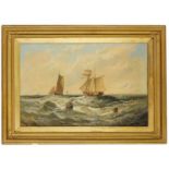 Edwin Hayes RHA RI ROI, British/Irish 1819-1904- Off Lowestoft; oil on canvas, signed, 50x76cm Note: