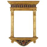 An Italian Carved, Gilded and Polychrome Painted Tabernacle Frame, 18th century, with egg-and-dart