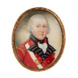 British School, late 18th/early 19th century- Portrait miniature of an officer in regimental
