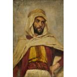 French Orientalist School, mid/late 19th century- Portrait of a North African Man standing half
