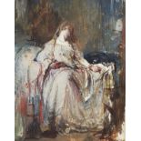 Circle of Sir David Wilkie RA, Scottish 1785-1841- Study of a woman seated full-length;