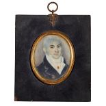 Circle of Jean-Baptiste Sambat, French 1760-1827- Portrait miniature of a gentleman, quarter-