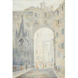 John Murray Ince, British 1806-1859- Tomb of the Scaligeri family, Verona; watercolour, signed and