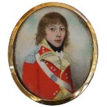 Circle of Jeremiah Steele, British c.1780-c.1826- Portrait miniature of a young British officer,