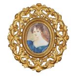 M Guilllermin, French, late 19th century- Portrait miniature of a lady, quarter-length turned to the