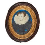 English School, late 16th century- Portrait miniature of Mary Queen of Scots, (1542-1587), half-