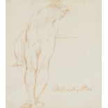 Circle of Mauro Gandolfi, Italian 1764-1834- Study of a male nude; red chalk on laid paper, bears