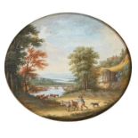 Manner of Gaspard Dughet, late 18th/early 19th century- Figure with a donkey and dog in an