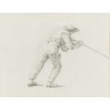 Pieter Barbiers the Elder, Dutch 1717-1780- Study of a Man Pushing Out a Boat; pencil on paper,