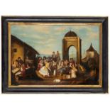 Spanish School, mid-19th century- Wedding celebrations; oils on canvas, a pair, 47x68cm ea., (2)In