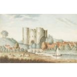 James Lambert, British 1725-1779/88- Tonbridge Castle; ink and watercolour on paper, inscribed on