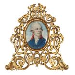 Circle of George Engleheart, British 1752-1829- Portrait miniature of a gentleman, quarter-length