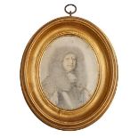 Attributed to David Loggan, English 1635-1692- Portrait miniature of a nobleman, traditionally