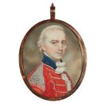 Circle of Horace Hone, British 1754/56-1825- Portrait miniature of a British officer, quarter-length