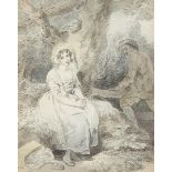 Francis Wheatley RA, British 1747-1801- A Rustic Couple; pen and grey black ink and wash with