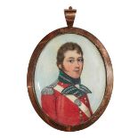 British School, late 18th/early 19th century- Portrait miniature of a young officer of the 68th Foot