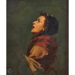 Attributed to Frank Holl RA, British 1845-1888- Study of a woman looking skyward; oil on canvas,