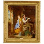 Thomas P Hall, British fl.1837-1867- Young Love, circa 1860; oil on canvas, signed with monogram,