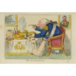 Thomas Rowlandson, British 1756-1827- Un Gourmand; hand-coloured etching, published Jan 10th 1820 by