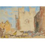 Sir Frank Brangwyn RA, British 1867-1956- Study of the Cathedral at Bruges; watercolour and