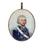 British School, late 18th century- Portrait miniature of a young British officer of the 21st