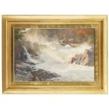 Ernest Edwards Briggs RI RSW, Scottish 1866-1913- The Falls of the Jummel; watercolour heightened
