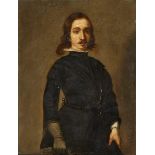 Dutch School, early 17th century- Portrait of a man standing three-quarter length in a black coat