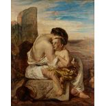 William Underhill, British act 1848-1871- Hagar and Ishmael; oil on canvas, bears inscribed label