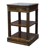 A French marble topped and gilt metal mounted side table, late 19th Century, the square top inset