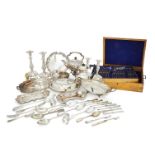 A silver plated wine cooler, together with four small silver items (two spoons, two napkin rings),