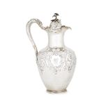 A Victorian silver wine ewer, London, c.1857, Edward & John Barnard, the handle designed as an ibex,