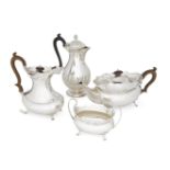 A three-piece tea and coffee service, Birmingham, c.1922, Alexander Clark & Co., comprising a tea