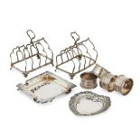 A pair of silver toast racks, Birmingham. c.1901 and 1902, both Marples & Co., together with a boxed
