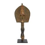 A Mahongwe Betwe reliquary figure, Gabon, 20th century, on a metal museum stand, 60cm highPlease