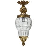 A French gilt bronze and glass lantern, after a model from Versailles, 19th century, the corona