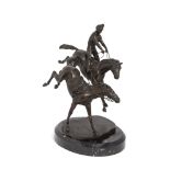 James Osborne, British 1940-1992, Becher's Brook, a bronze model of a horse and rider in the Grand