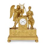 An Empire /Charles X gilt bronze mantel clock, the dial signed Kinable Palais Royal No. 131, the