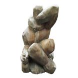 Alan Brazier, British 1956-2016, Crouching figure, alabaster, 97cm high(ARR)There are signs of a