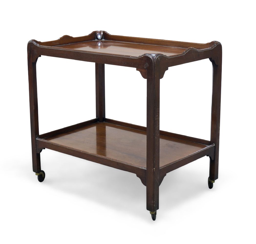 A mahogany two tier tea trolley in the Georgian taste, by Arthur Brett, second half 20th Century,