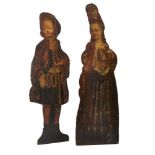 A pair of figural dummy boards of a young man and his companion, early 19th century, he wearing a